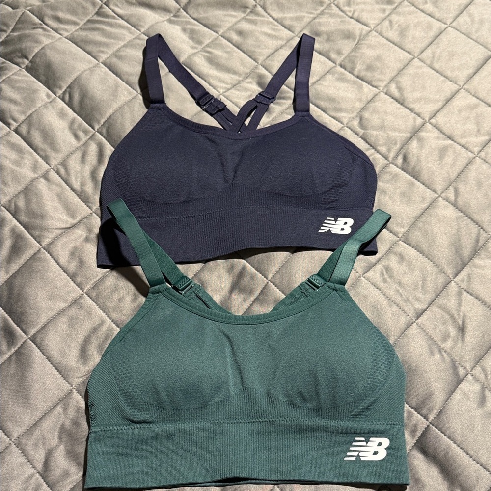 New Balance Navy and Green Sports Bras in size Small